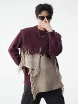 Litlookz Studio Fringe Patchwork Knitted Sweater, view 2