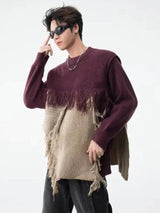 Litlookz Studio Fringe Patchwork Knitted Sweater, view 3