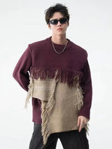 Litlookz Studio Fringe Patchwork Knitted Sweater, view 4