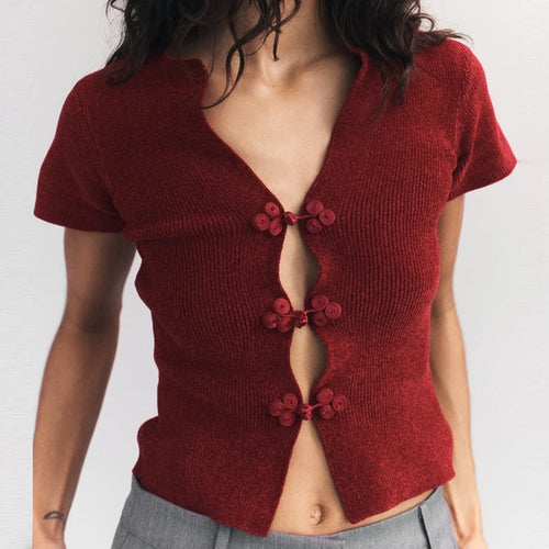 Litlookz Studio Frog Button Crop Cardigan