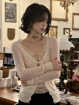 Litlookz Studio Front Tie Mesh Blouse, view 3
