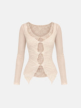Litlookz Studio Front Tie Mesh Blouse, view 6