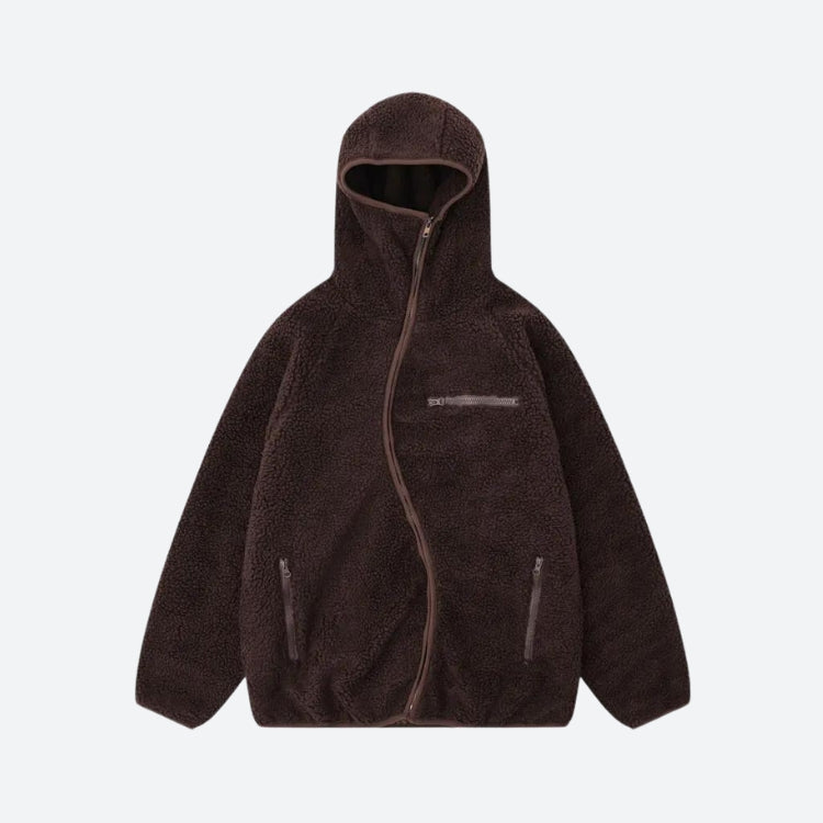 Litlookz Studio Funnel Neck Zip-Up Teddy Hoodie