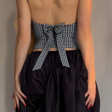 Litlookz Studio Gingham Bow Backless Top, view 2