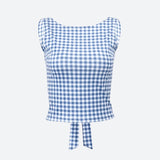 Litlookz Studio Gingham Bow Backless Top, view 3