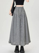 Litlookz Studio Gingham Tiered Midi Skirt, view 2