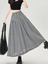 Litlookz Studio Gingham Tiered Midi Skirt, view 3