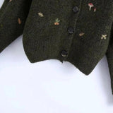 Litlookz Studio Goblincore Leaf Embroidery Cardigan, view 6