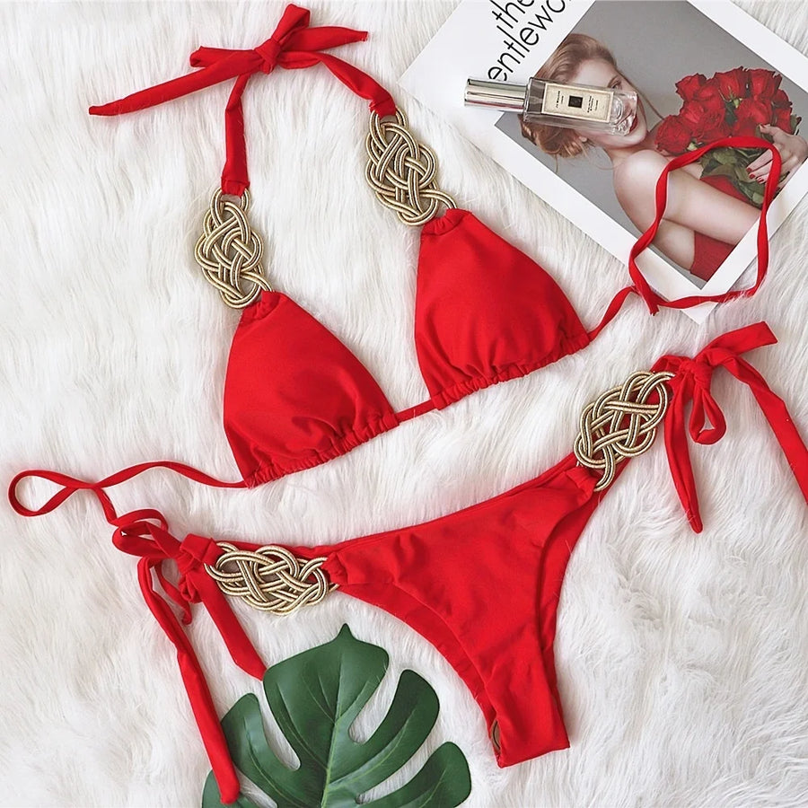 Litlookz Studio Gold Knot Bikini Set