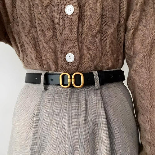 Litlookz Studio Golden Buckle Skinny Belt