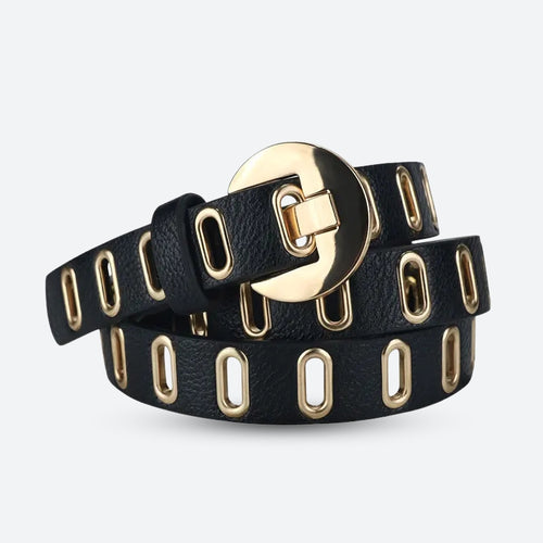 Litlookz Studio Golden Eyelet Faux Leather Belt