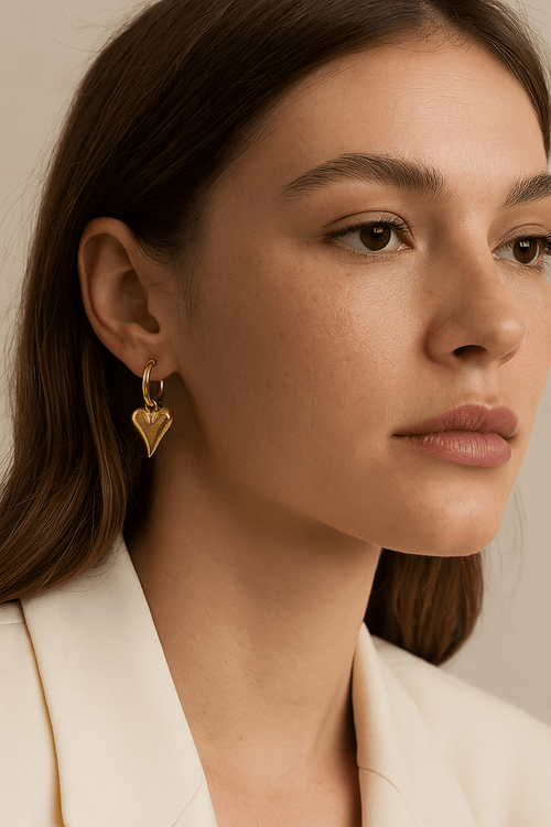 Litlookz Studio Golden Heart Necklace & Earrings Set