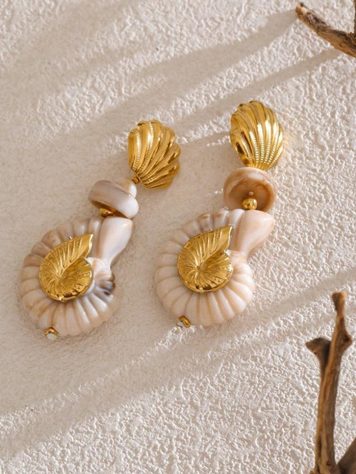 Litlookz Studio Golden Seashell Earrings