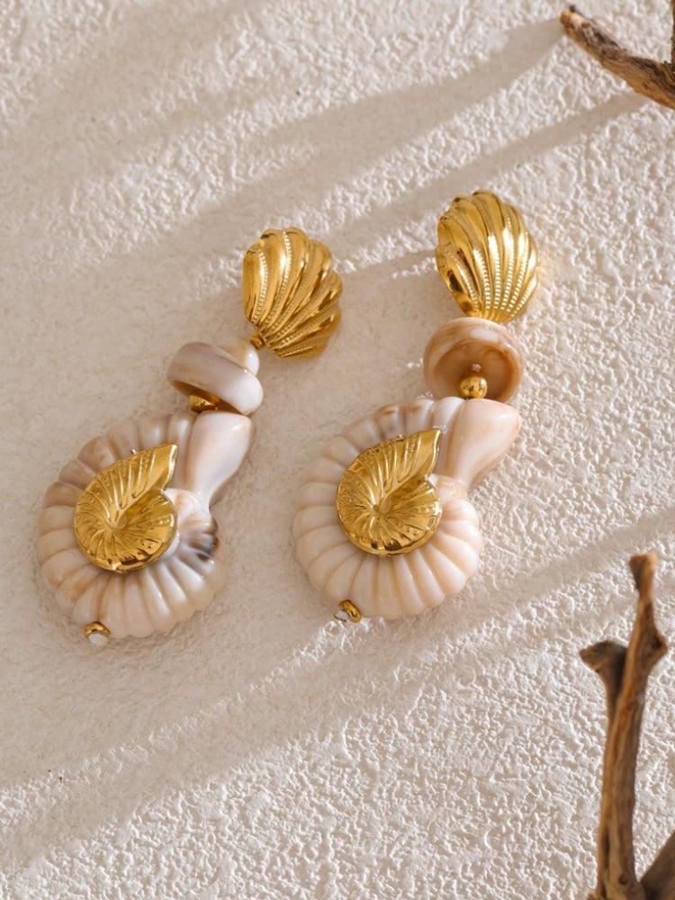 Litlookz Studio Golden Seashell Earrings