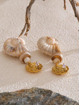 Litlookz Studio Golden Seashell Earrings, view 2