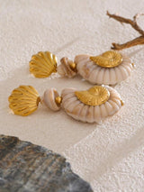 Litlookz Studio Golden Seashell Earrings, view 3