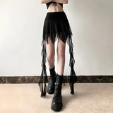 Litlookz Studio Goth Asymmetrical Mesh Mini Skirt, view 3