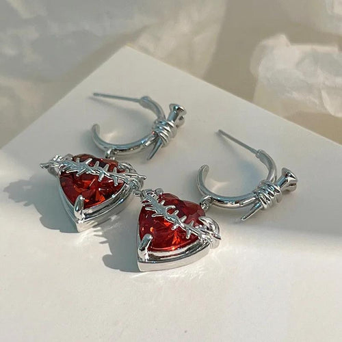Litlookz Studio Goth Barbed Heart Earrings