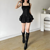 Litlookz Studio Goth Black Mini Dress, view 3