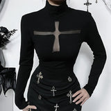 Litlookz Studio Goth Cross Cut Out Top, view 2