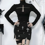 Litlookz Studio Goth Cross Cut Out Top, view 3