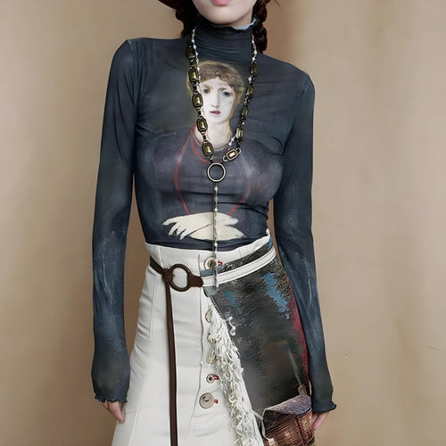 Litlookz Studio Goth Dark Female Figure Mesh Top