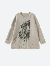 Litlookz Studio Goth Distressed Sweater, view 4