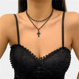 Litlookz Studio Goth Double Chain Cross Necklace, view 2