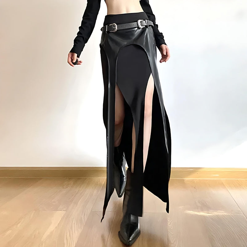 Litlookz Studio Goth Double Slit Maxi Skirt