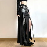 Litlookz Studio Goth Double Slit Maxi Skirt, view 3