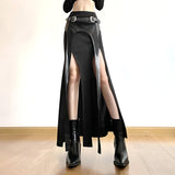 Litlookz Studio Goth Double Slit Maxi Skirt, view 4