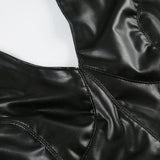 Litlookz Studio Goth Faux Leather Crop Top, view 6