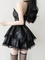Litlookz Studio Goth Faux Leather Mini Dress, view 2