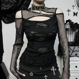 Litlookz Studio Goth Fishnet Ripped Top, view 3