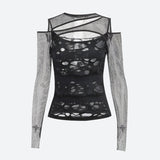 Litlookz Studio Goth Fishnet Ripped Top, view 4
