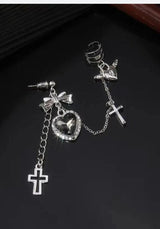 Litlookz Studio Goth Heart Cross Chain Earrings, view 2