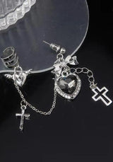 Litlookz Studio Goth Heart Cross Chain Earrings, view 3