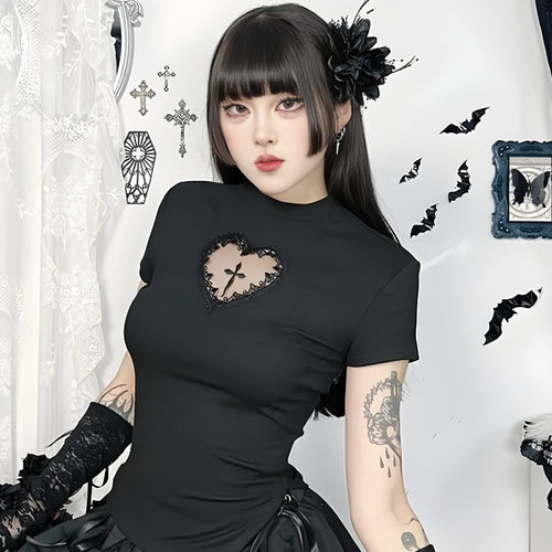 Litlookz Studio Goth Heart & Cross Top