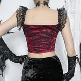 Litlookz Studio Goth Lace Trim Corset Top, view 2