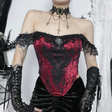 Litlookz Studio Goth Lace Trim Corset Top, view 3