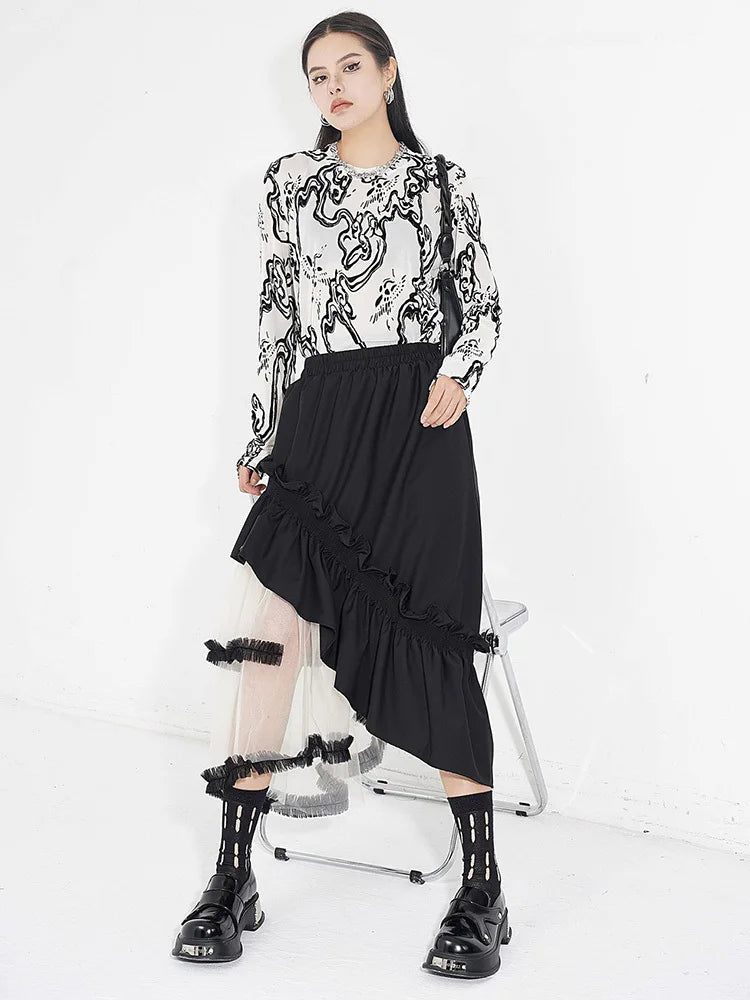 Litlookz Studio Goth Layered Midi Skirt