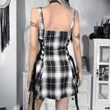 Litlookz Studio Goth Plaid Lace Up Mini Dress, view 3
