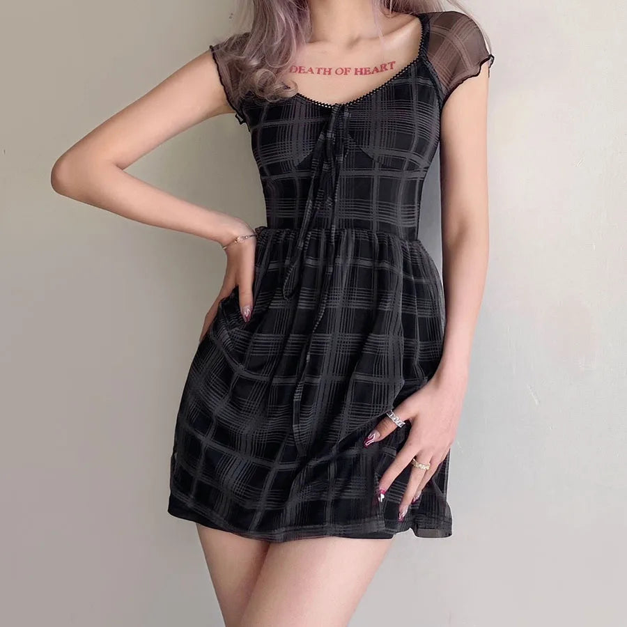 Litlookz Studio Goth Plaid Mini Dress