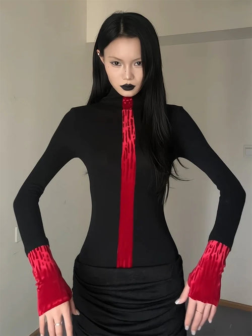 Litlookz Studio Goth Red Detail Top