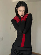 Litlookz Studio Goth Red Detail Top, view 2