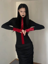 Litlookz Studio Goth Red Detail Top, view 3