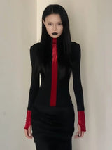 Litlookz Studio Goth Red Detail Top, view 4