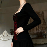 Litlookz Studio Goth Red Lace Panel Top, view 4