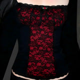 Litlookz Studio Goth Red Lace Panel Top, view 5