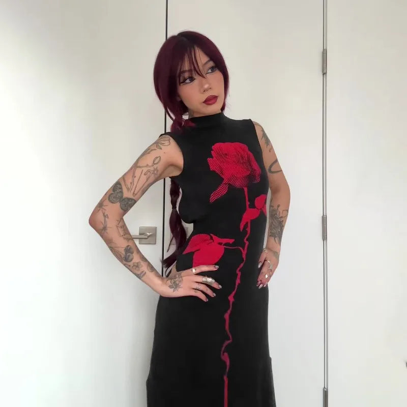 Litlookz Studio Goth Rose Maxi Dress